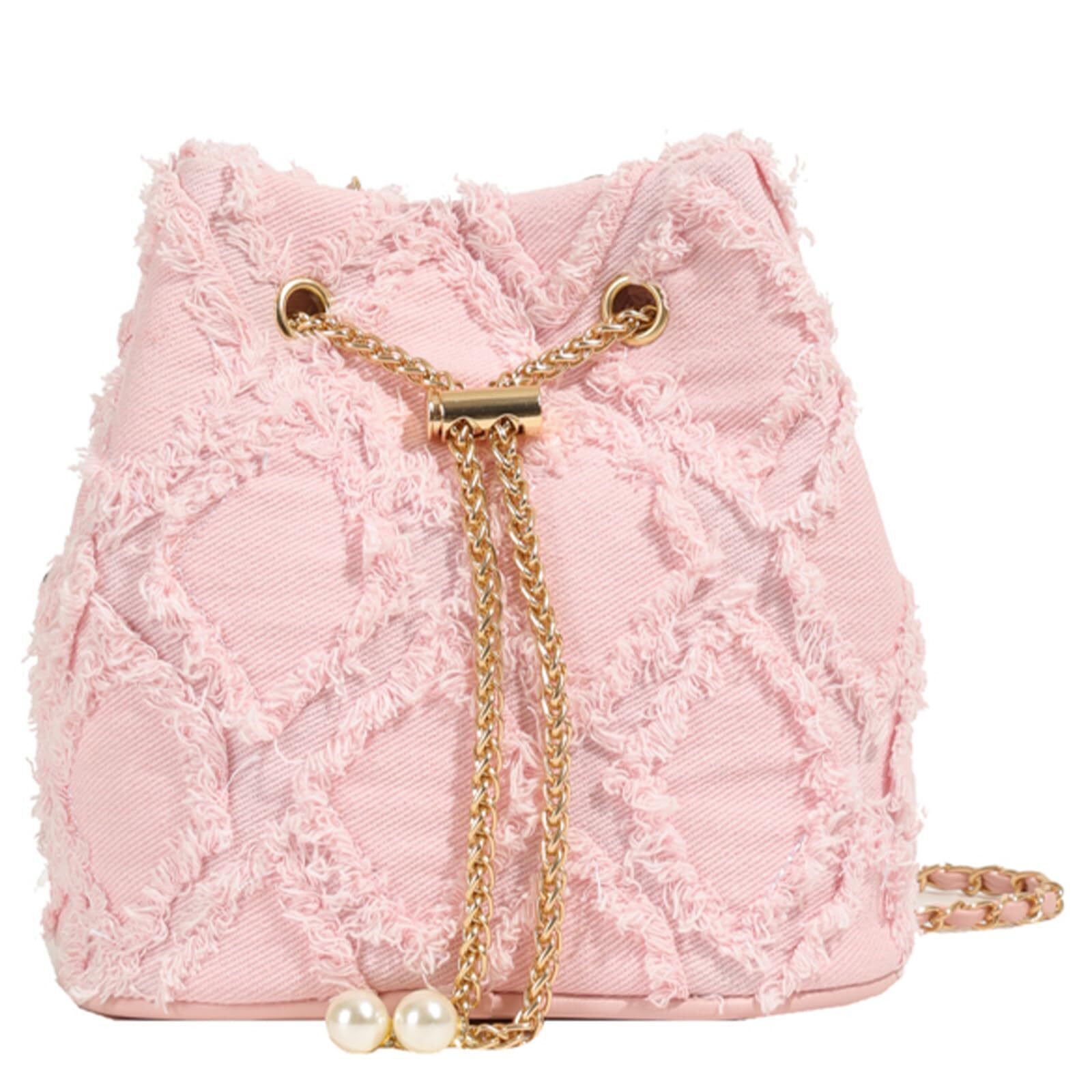 6009 Denim Bucket Bag Quilted Drawstring Jean Purses Denim Clutch Hobo Bags